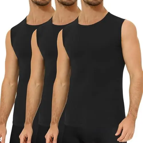 Produktbild: Falechay 3er Pack Unterhemd Herren 100% Gekämmte Baumwolle Tank Top Herren Ärmelloses Unterhemden Schwarz L