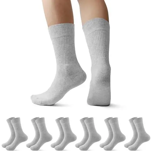 Produktbild: Falechay 6 Paar Socken Herren Damen Sportsocken Gepolstert Tennissocken Frottee Herrensocken Atmungsaktive Laufsocken Grau 39-42