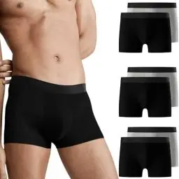 Produktbild: Falechay Boxershorts Herren Unterhosen Männer Boxer Shorts 6er Pack Unterwäsche Baumwolle Sportunterhosen für Herren Ohne Kratzenden Zettel Sport Unterhosen Schwarz-Grau XL
