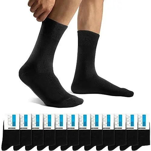 Produktbild: Falechay Herren Business Socken 12 Paar Classic Atmungsaktive Baumwolle, 43-46, 12 X Schwarz