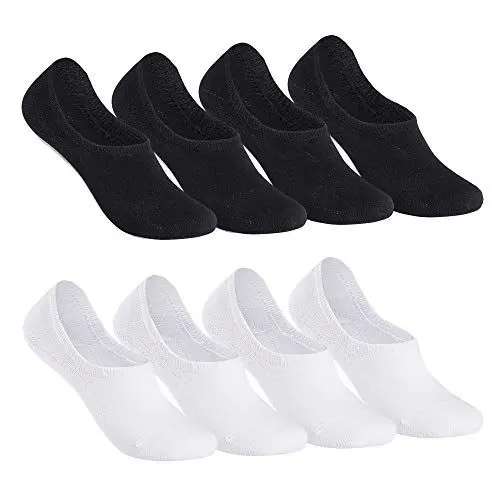 Produktbild: Falechay Sneaker Socken Damen Füsslinge Herren Sneakersocken 8 Paar Unsichtbare Ballarinas Socken Frauen schwarz weiß 39-42