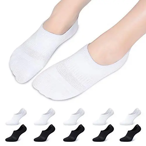 Produktbild: Falechay Sneaker Socken Damen Herren Füsslinge No Show Ballerina Unsichtbare Socken Unisex Schwarz Weiß 35-38
