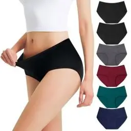 Produktbild: Falechay Unterhosen Damen Unterwäsche 6er Pack Baumwolle Slips Mittel Taille Panties,Mehrfarbig-2,M