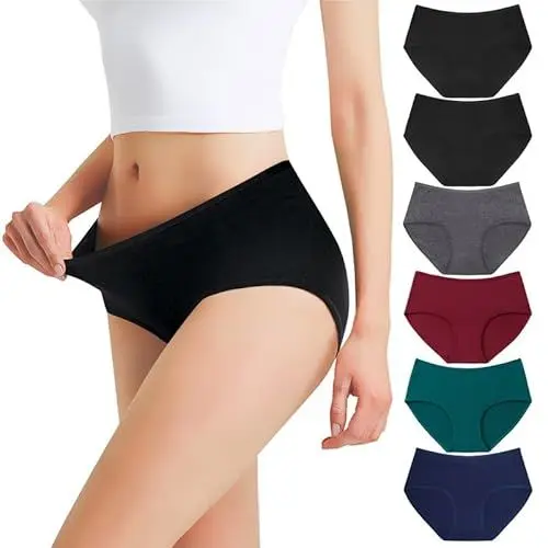 Produktbild: Falechay Unterhosen Damen Unterwäsche 6er Pack Baumwolle Slips Mittel Taille Panties,Mehrfarbig-2,M