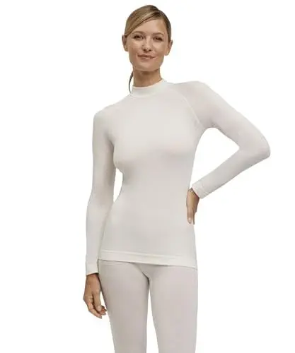 Produktbild: FALKE Damen Baselayer-Shirt Wool-Tech Round Neck W L/s Sh Wolle Funktionsmaterial schnelltrocknend 1 Stück, Weiß Off-White 2040 Trend, L