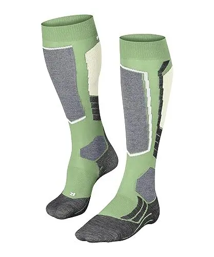 Produktbild: FALKE Damen Skisocken SK2 Intermediate W Kh Wolle Funktionsmaterial warm dick 1 Paar, Grün Quiet Green 7378, 39-40