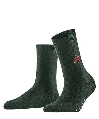 Produktbild: FALKE Damen Socken Cosy Wool X-Mas Santa Wolle Kaschmir gemustert 1 Paar, Grün (Hunter Green 7441), 39-42