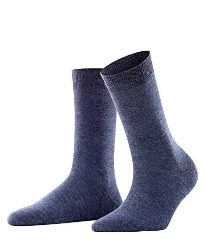 Produktbild: FALKE Damen Socken Softmerino W So Wolle Baumwolle einfarbig 1 Paar, Blau Dark Blue Melange 6688, 39-40