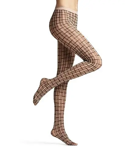 Produktbild: FALKE Damen Powder Check W TI halb-Blickdicht Gemustert 1 Stück Strumpfhose, Beige (Nougat 5158), M