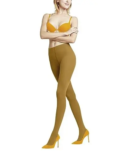 Produktbild: FALKE Damen Pure Matt 50 DEN Strumpfhose halb blickdicht matt reißfest druckfreier Komfortbund Feinstrumpfhose verstärkte Fußspitze feiner Naht feines weiches Material 1 Stück, Gelb (Marigold 1227), S-M