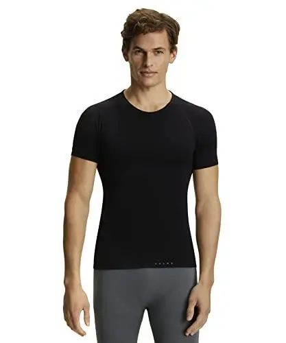 Produktbild: FALKE Herren Baselayer-Shirt Warm Round Neck M S/s Ts Funktionsmaterial schnelltrocknend 1 Stück, Schwarz Black 3000-O, M