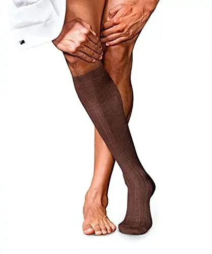 Produktbild: FALKE Herren Kniestrümpfe No. 2 M Kh Kaschmir lang einfarbig 1 Paar, Braun Teak Melange 5456, 39-40