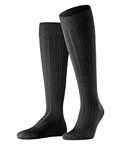 Produktbild: FALKE Herren Kniestrümpfe Teppich Im Schuh M Kh Wolle lang einfarbig 1 Paar, Schwarz Black 3000, 43-44
