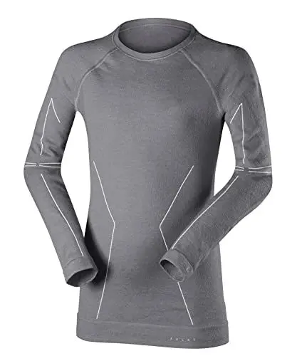 Produktbild: FALKE Unisex Kinder Baselayer-Shirt Wool-Tech K L/s Sh Wolle Funktionsmaterial schnelltrocknend 1 Stück, Grau Grey-Heather 3757, 110-116