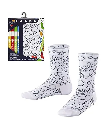 Produktbild: FALKE Unisex Kinder Socken Paint Your Own Socks K So Baumwolle gemustert 1 Paar, Weiß White 2000, 23-26