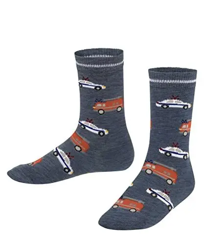Produktbild: FALKE Unisex Kinder Socken Police and Fire Cars K So Baumwolle gemustert 1 Paar, Blau Light Denim 6660, 23-26