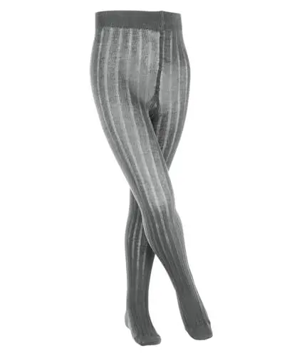 Produktbild: FALKE Unisex Kinder Strumpfhose Classic Rib K Ti Baumwolle dick einfarbig 1 Stück, Grau Light Grey Melange 3390, 110-116