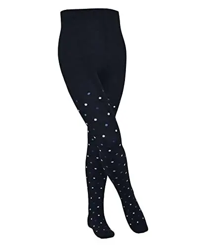 Produktbild: FALKE Unisex Kinder Strumpfhose Multidot K Ti Baumwolle dick gemustert 1 Stück, Blau Marine 6120, 134-146