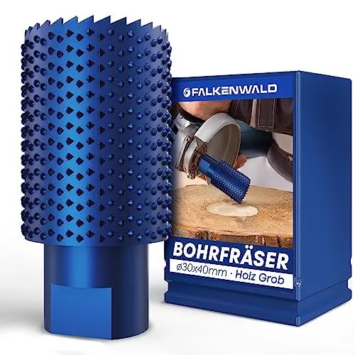 Produktbild: FALKENWALD® Zylinderfräser Grob 30mm - Winkelschleifer Zubehör für Holzbearbeitung - Frässcheibe für Winkelschleifer Holz - Fräsbohrer Holz Fräser - Zylindrische Raspel Holz Rasp