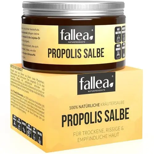 Produktbild: fallea Propolis Salbe hochdosiert bei Akne, Neurodermitis | Creme gegen Juckreiz, trockene rissige Haut - Wundsalbe aus 100% natürlichen Rohstoffen | Bienensalbe Propolis Balsam 50 ml