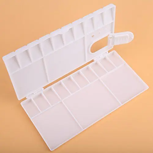 Produktbild: Faltbare 24-Gitter-Künstler-Quadrat-Kunststoffpalette, Farbtablett, Aquarellkasten, Ölgemälde-Werkzeug