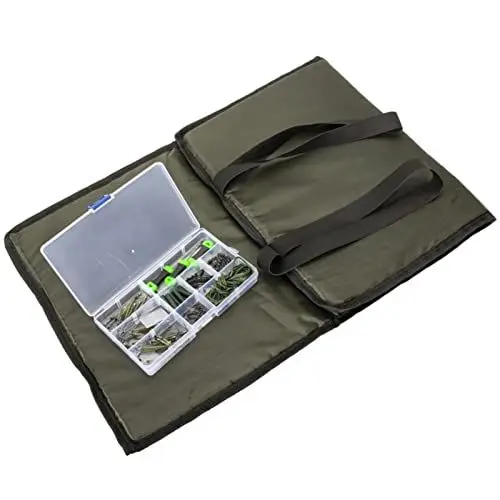 Produktbild: Faltbare Angelmatte, Abhakmatte, Karpfen-Landingmatte, 62-teiliges Angelzubehör, Schnurhaken-Set, Angelschläuche, verpackt für Angel-Enthusiasten