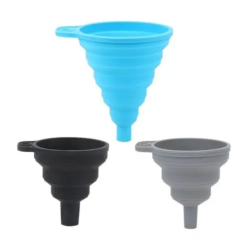 Produktbild: Fenglin-joy Faltbare Silikon-Trichte, 3Pcs Faltbarer Trichter Küchen-Silikontrichter für Flüssigkeits- und Pulvertransfer, für Küche, Wasserflasche (3 Größen)