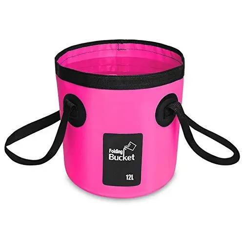 Produktbild: Faltbarer Klappeimer Zusammenklappbarer Eimer (12L) für Outdoor-Aktivitäten, Wandern, Angeln, Reisen, Schwarz für Camping, Garten (pink)