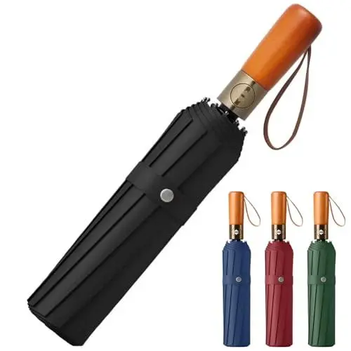 Produktbild: Faltbarer Regenschirm, Auf-Zu-Automatik Taschenschirm, Leichtes Design, Winddicht und Regenfest Klappschirm für Männer und Frauen (eisenhaltig)