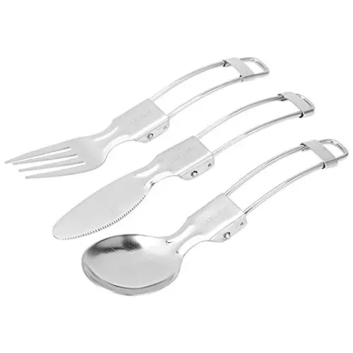 Produktbild: Faltbares Campingbesteck, tragbares Klappbesteckset aus Edelstahl 304 für Camping und Picknicks