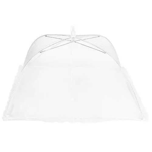 Produktbild: Faltbares Haushaltsfutter Regenschirm Waschmaschinennahrungsmittelabdeckung Anti -Fliegen -Netzzelt Küchengeräte für Camping -Picknickparty BBQ Tisch Home Weiß 36x36cm 2 Pack
