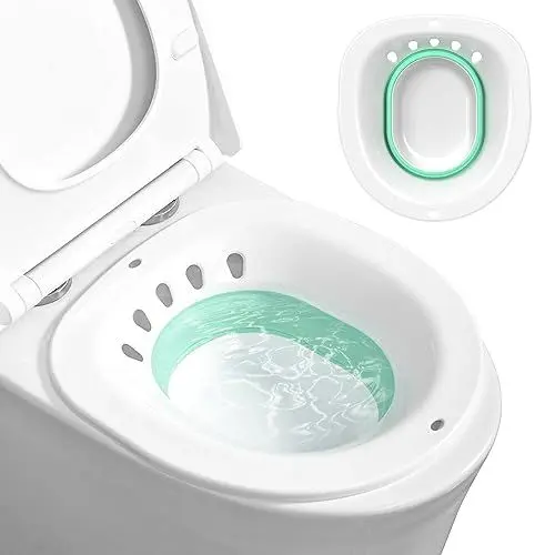 Produktbild: Faltbares Sitzbad für die Toilette, Bidet Einsatz für Toilette, Tragbares Sitzbadewanne für Hämorrhoidenbehandlung, Wochenbettpflege, Schwangere und ältere Menschen (ca. 2,5 Liter)