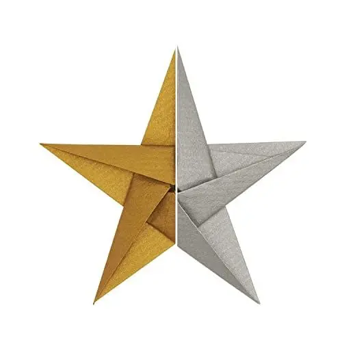 Produktbild: Faltpapier Duo 15x15 cm 32 Blatt 70 g/qm für Origami und Besteln Origamipapier Gold/Silber