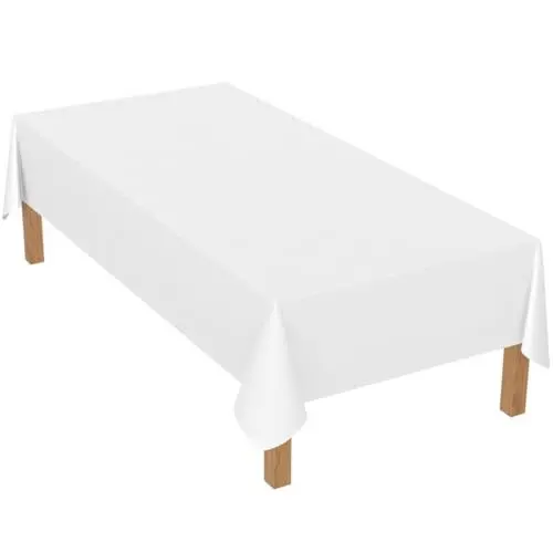 Produktbild: Famibay Tischdecke Abwaschbar Weiß Tischdecke Rechteckig 150 x 260cm Lang Polyester Tischdecken für Esszimmer Party Hochzeiten Haushalt