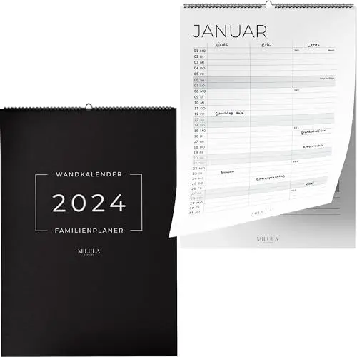Produktbild: Familienkalender 2024 3 Spalten - Paarkalender 2024 - Familienplaner 2024 3 spalten - Wandkalender Kalender 2024 A4 Hochformat - Familienplaner 2024 - Monatskalender 2024 - Jahreskalender Planung