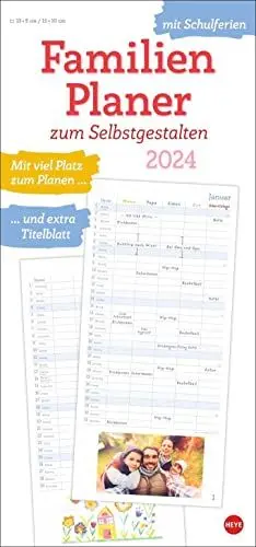 Produktbild: Familienplaner 2024 zum Selbstgestalten. Blanko-Kalender zum Basteln mit extra Titelblatt für eine persönliche Gestaltung und viel Platz für Notizen. Familien-Kalender 2024. 21 x 45 cm.