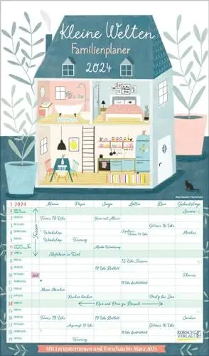 Produktbild: Familienplaner Kleine Welten 2024: Familientimer, 6 große Spalten. Mit Ferienterminen, extra Spalte und Vorschau bis März 2025 und vielem mehr. Format: 27 x 46 cm