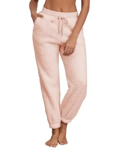 Produktbild: Famulily Kuschelhose Damen Flauschig Lang Trainingshose Winter Activewear-Hosen Rosa S