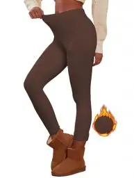 Produktbild: Famulily Winter-Lauf-Leggings Frauen extra Dicke warme Gymnastikhosen Plus Size Lady flauschig gefütterte Leggings Kaffee XS/S
