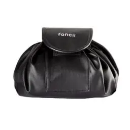 Produktbild: Fancii Kosmetiktasche mit Kordelzug, veganes Leder, wasserdichte Kulturtasche für Reisen, großes Fassungsvermögen, leicht zu reinigen, auslaufsicher, tragbare Make-up-Tasche, Demi (Schwarz)