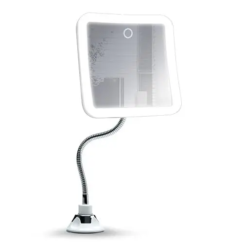 Produktbild: Fancii wiederaufladbarer Flexibler Kosmetikspiegel mit 10-Fach Vergrößerung, 3 Lichtfarben - Vergrößerungsspiegel Schwanenhals-Schminkspiegel Rasierspiegel mit Saugnapf, 360° Drehbar, Mira 2 Plus