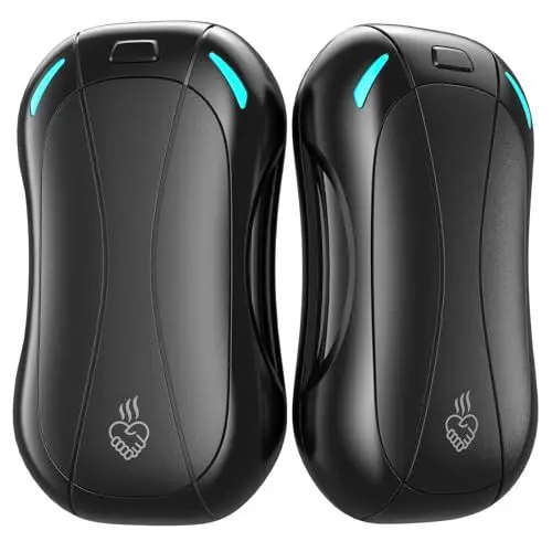Produktbild: 2er Set Handwärmer Elektrisch, FANDLISS Tragbarer Wiederaufladbarer Handwärmer 6000mAh 12 Stunden Lang Anhaltende Heizung USB Wiederaufladbarer Handwärmer für Weihnachten,Camping,Jagd,Golf,Schwarz