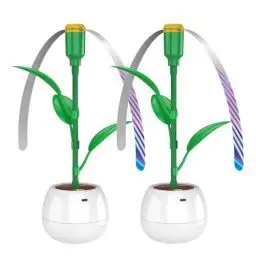 Produktbild: FANDLISS Fliegenwedler, 2er Set Apfelform Fliegenvertreiber, USB C-Fliegenventilatoren mit Schalter, Flexiblen Tisches Dekorieren, Vertreiben Fliegen, Mücken und Wespe im Außenbereich, Weiß