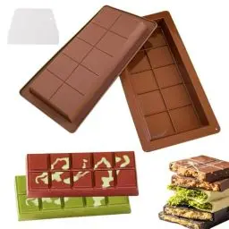 Produktbild: FANGCCC 2 Stück Schokoladenform Silikon Set, Extra Tief Schokoladenform mit 1 Schaber Tief Silikonform Schokolade Antihaft Schokolade Form für DIY DubaiSchokolade, Süßigkeiten