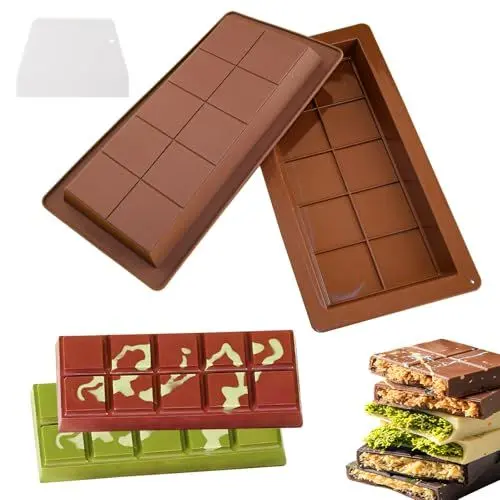 Produktbild: FANGCCC 2 Stück Schokoladenform Silikon Set, Extra Tief Schokoladenform mit 1 Schaber Tief Silikonform Schokolade Antihaft Schokolade Form für DIY DubaiSchokolade, Süßigkeiten