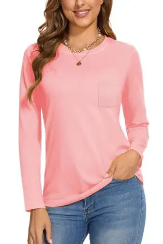 Produktbild: FANGJIN Damen Tshirt Winter Rundhals Pullover für Damen Herbst Locker Casual Elegant Shirt Sexy Rose Mode Langarm Loungewear L