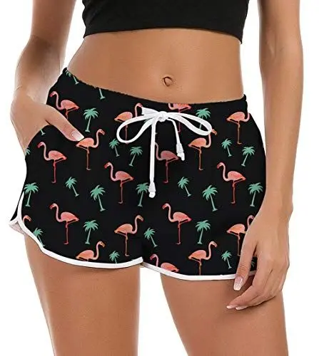 Produktbild: Fanient Damen Strand Boardshorts Lässig Tropisches Flamingo Muster Outdoor Wasserdicht Tankini Badeshorts XS 34