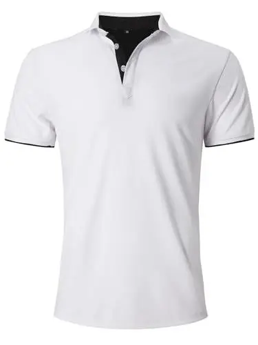 Produktbild: Fanient Herren Poloshirt Business Hemd Slim Fit Bügelfreies schmales Kurzarm Polohemd mit Kent-Kragen Weiß