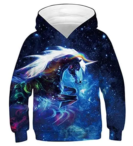 Produktbild: Fanient Kinder Jungen Hoodie Galaxy Einhorn Drucken Hoody mit Drucken Kids Galaxy Sweatshirt Kapuzenpullover für Jungen und Mädchen 8-11T