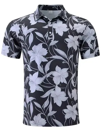 Produktbild: Fanient Poloshirt Herren Tshirts Männer Hemd Herren Kurzarm Poloshirts Schnelltrocknend Atmungsaktives Cool Polohemd Golf Tennis Sports,Schwarzgrau,L